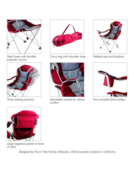 Silla de Camping Reclinable PICNIC TIME Coca-Cola Rojo Oscuro Silla de Camping Reclinable PICNIC TIME Coca-Cola Rojo Oscuro