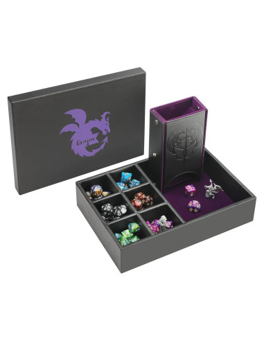 Bandeja de Dados DND Grajar 3 en 1 con Almacenamiento Púrpura