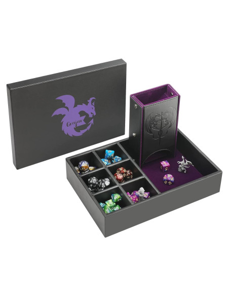 Bandeja de Dados DND Grajar 3 en 1 con Almacenamiento Púrpura