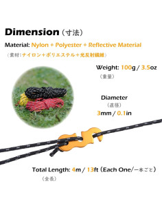 Cuerda Reflectante TRIWONDER Nylon 3mm 32m 8 Paquete Camping 2