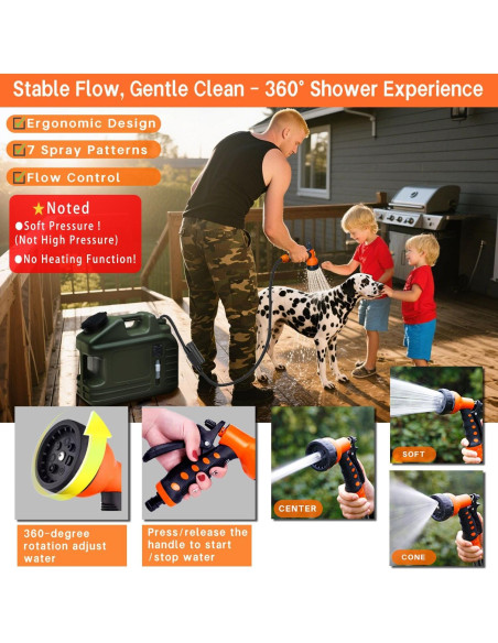 Ducha de Camping Portátil RedJuslink 18L con 7 Modos de Rocío