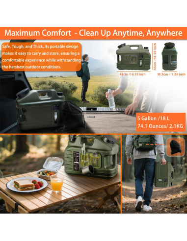 Ducha de Camping Portátil RedJuslink 18L con 7 Modos de Rocío