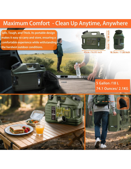 Ducha de Camping Portátil RedJuslink 18L con 7 Modos de Rocío