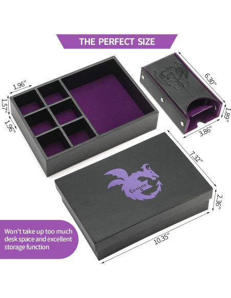 Bandeja de Dados DND Grajar 3 en 1 con Almacenamiento Púrpura
