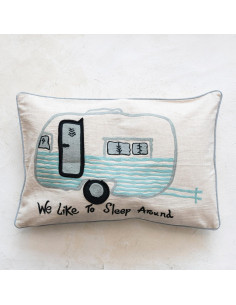 Almohada Lumbar Creative Co-Op Algodón Bordada Camper 61x41 cm 2