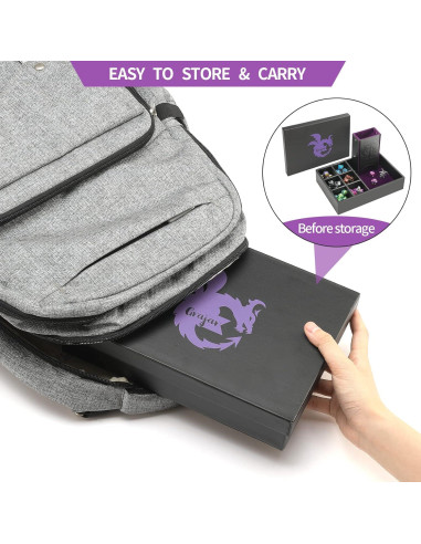 Bandeja de Dados DND Grajar 3 en 1 con Almacenamiento Púrpura