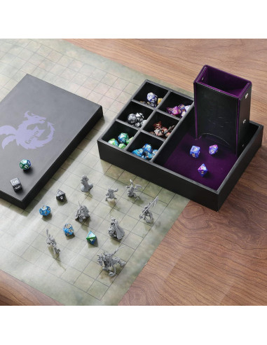 Bandeja de Dados DND Grajar 3 en 1 con Almacenamiento Púrpura