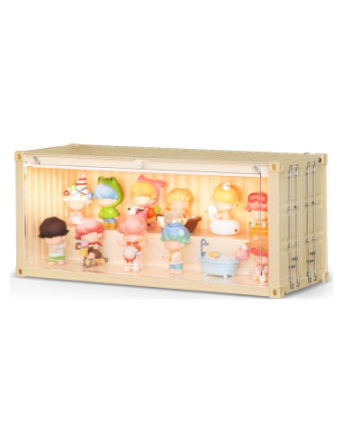 Vitrina Acrílica Apilable MOCBURIKU con Luces LED Beige