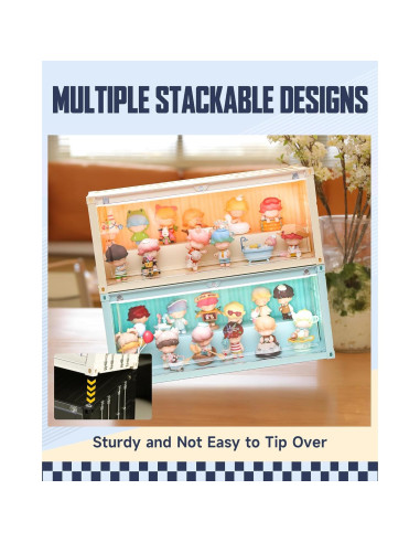 Vitrina Acrílica Apilable MOCBURIKU con Luces LED Beige