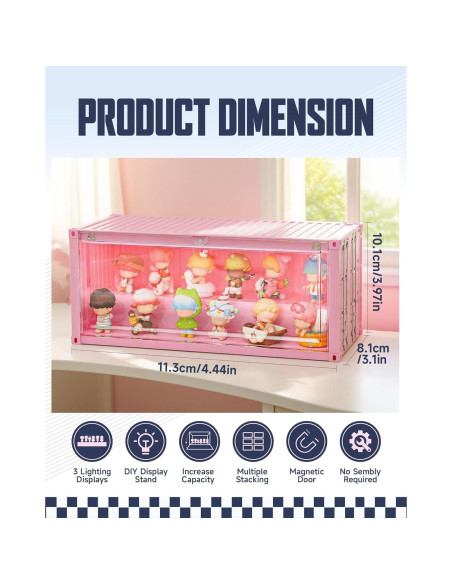 Vitrina Acrílica Apilable MOCBURIKU con Luces LED Beige