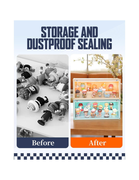 Vitrina Acrílica Apilable MOCBURIKU con Luces LED Beige