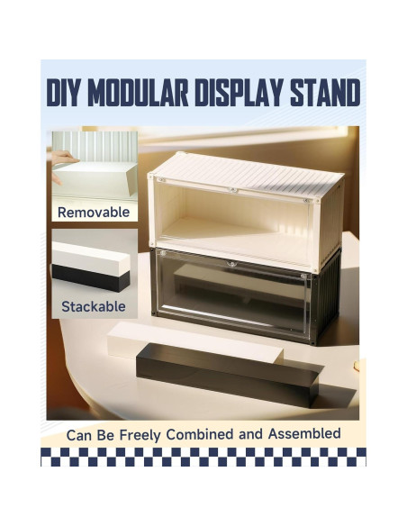 Vitrina Acrílica Apilable MOCBURIKU con Luces LED Beige