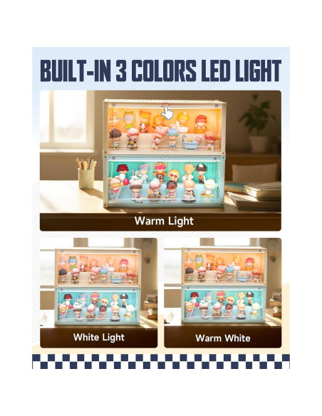 Vitrina Acrílica Apilable MOCBURIKU con Luces LED Beige