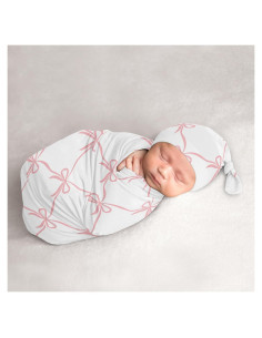 Conjunto de Capullo y Gorro Sweet Jojo Designs Lazo Rosado