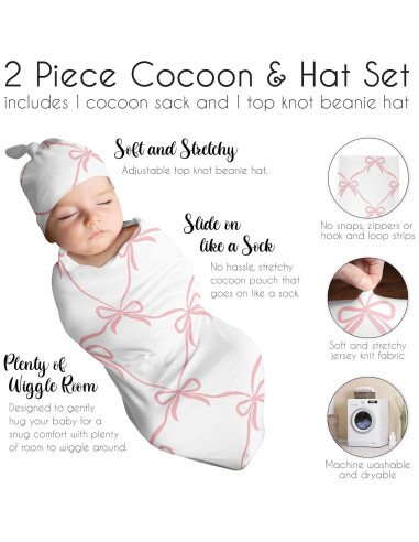 Conjunto de Capullo y Gorro Sweet Jojo Designs Lazo Rosado