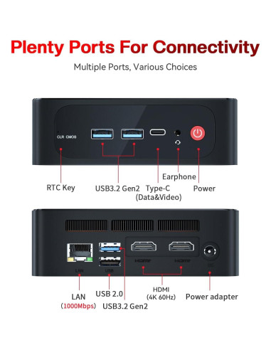 Beelink Mini PC SER5 Pro Ryzen 7 16GB 500GB 4K Triple Pantalla