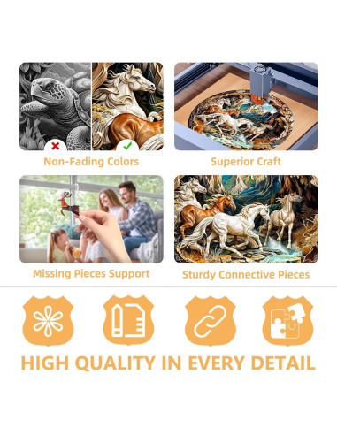 Rompecabezas de Madera 3D Caballos Corriendo Pijesaksa 100 Piezas