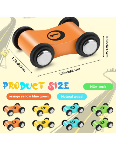 24 Coches de Madera XLSXEXCL para Rampa - Juguete Infantil