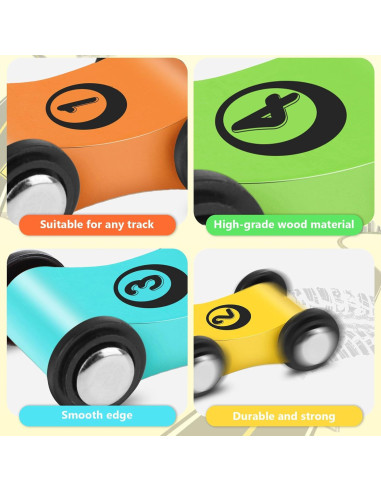 24 Coches de Madera XLSXEXCL para Rampa - Juguete Infantil