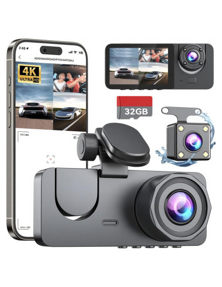 Cámara de tablero 3 canales VZZBOO 4K Full HD 170