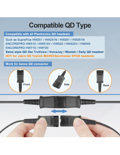 Adaptador de Auriculares 2.5mm CalleZ para Teléfonos Fijos 2