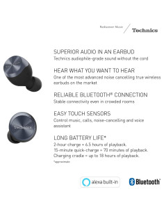 Auriculares Inalámbricos Technics EAH-AZ70W, Sonido Hi-Fi, Negro 2