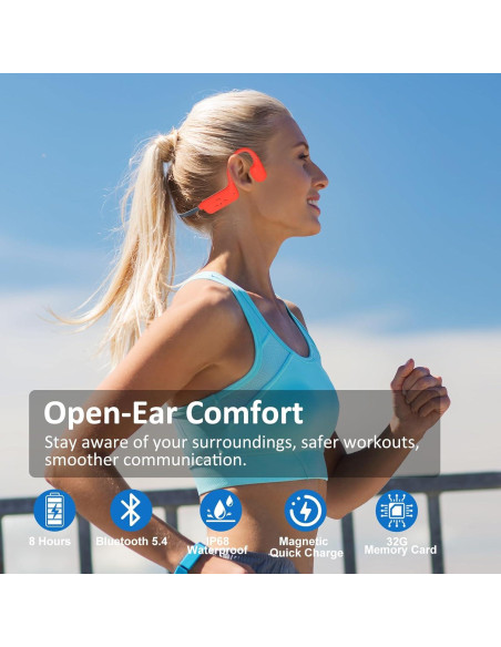 Auriculares de Conducción Ósea KOPIDOE X8 IP68 32GB Naranja