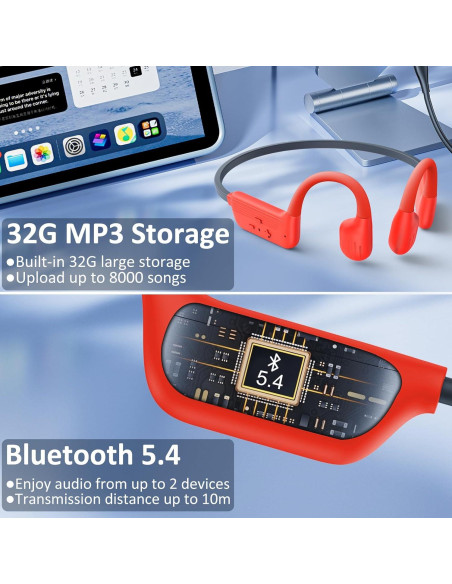 Auriculares de Conducción Ósea KOPIDOE X8 IP68 32GB Naranja