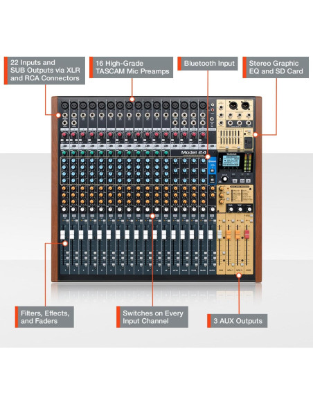 Grabador Multi-Pista TASCAM Modelo 24 + Funda y Auriculares