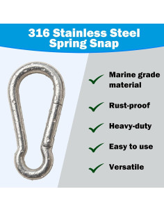 Mosquetones de Acero Inoxidable 316 Outmate - 12 Piezas 8g 2