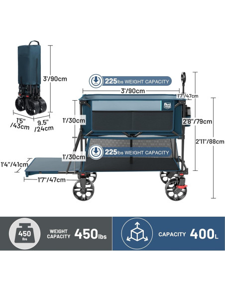 Carro Plegable Doble Decker Timber Ridge 204kg Azul