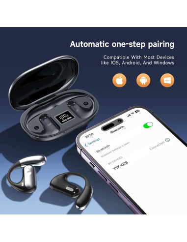 Auriculares Inalámbricos Bluetooth 5.4 CoolJumper Q28 Negro