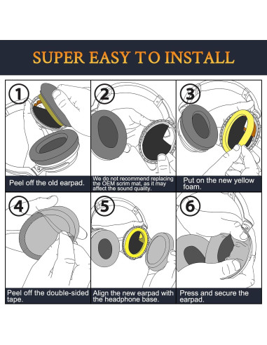 Almohadillas de Repuesto SOULWIT para Auriculares Audio-Technica ATH-ANC7/ANC7B - Negro