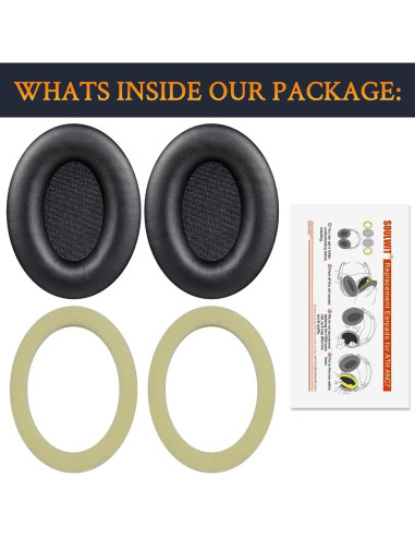 Almohadillas de Repuesto SOULWIT para Auriculares Audio-Technica ATH-ANC7/ANC7B - Negro