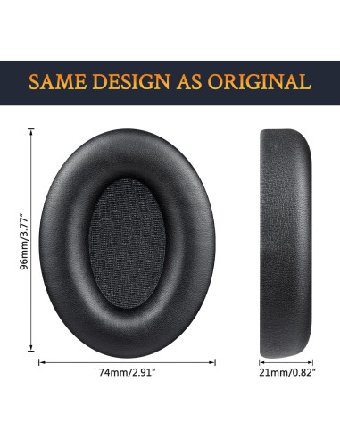 Almohadillas de Repuesto SOULWIT para Auriculares Audio-Technica ATH-ANC7/ANC7B - Negro