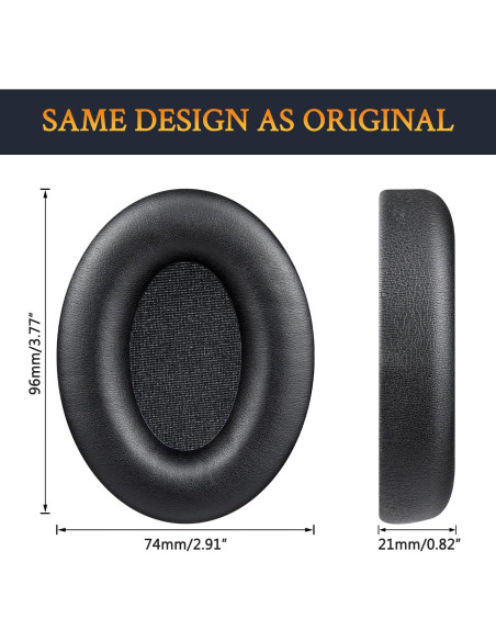 Almohadillas de Repuesto SOULWIT para Auriculares Audio-Technica ATH-ANC7/ANC7B - Negro
