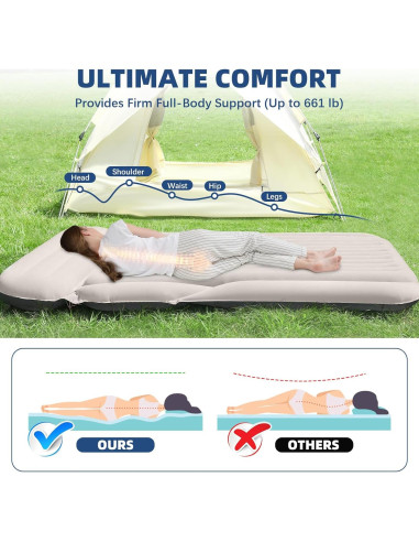 Colchón de Aire KMZ SUV Doble Flocking 192x125cm con Bomba