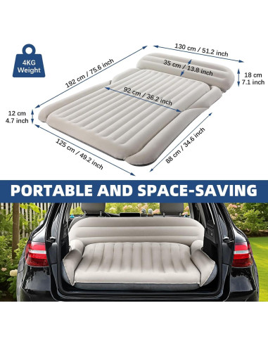 Colchón de Aire KMZ SUV Doble Flocking 192x125cm con Bomba