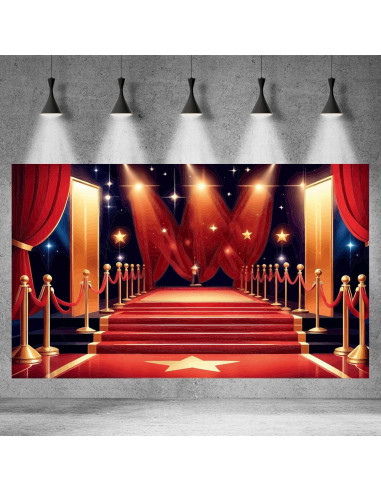 Fondo de Fotografía Vinilo 7x5ft Mitivcati Rojo Estrellas