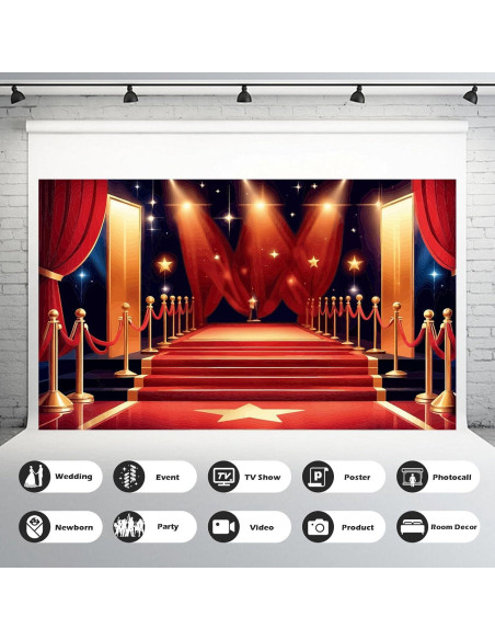 Fondo de Fotografía Vinilo 7x5ft Mitivcati Rojo Estrellas Fondo de Fotografía Vinilo 7x5ft Mitivcati Rojo Estrellas