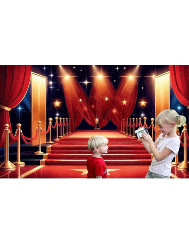 Fondo de Fotografía Vinilo 7x5ft Mitivcati Rojo Estrellas