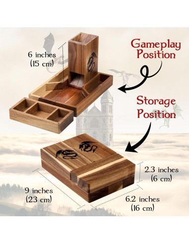 Torre de Dados Magnética de Madera - Accesorio D&D 15 cm