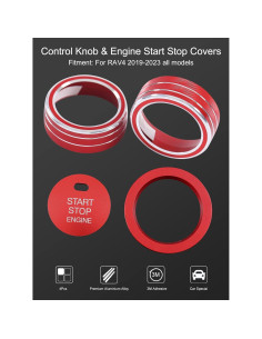 4 Piezas Accesorios Interior Toyota RAV4 2019-2025 Rojo 2