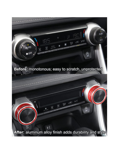 4 Piezas Accesorios Interior Toyota RAV4 2019-2025 Rojo