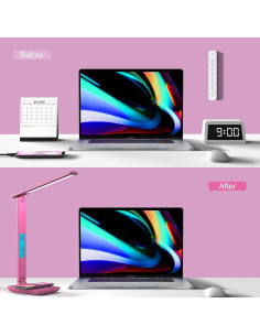 Lámpara de Escritorio LED Poukaran con Cargador Inalámbrico Rosa 2