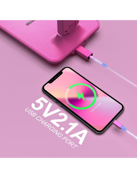 Lámpara de Escritorio LED Poukaran con Cargador Inalámbrico Rosa