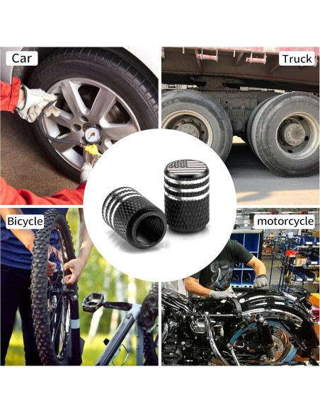 Tapa de Válvula SINGARO 12PCS Aluminio Bandera Americana