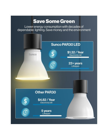 Bombilla LED PAR30 Sunco 11W 850 LM Regulable IP65 Paquete de 4