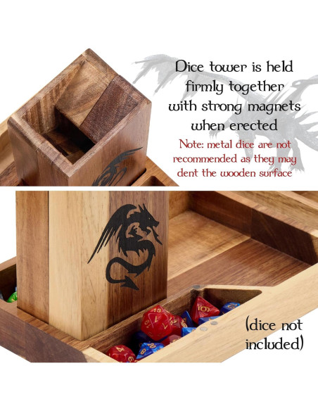 Torre de Dados Magnética de Madera - Accesorio D&D 15 cm