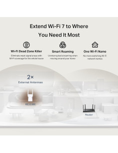 Extensor de Rango Wi-Fi 7 TP-Link RE223BE Doble Banda 3.2 Gbps 2